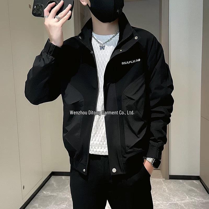 Men s Trendy Embroidered Jacket: Spring & Autumn Double-Layer Lining 2025 Edition L