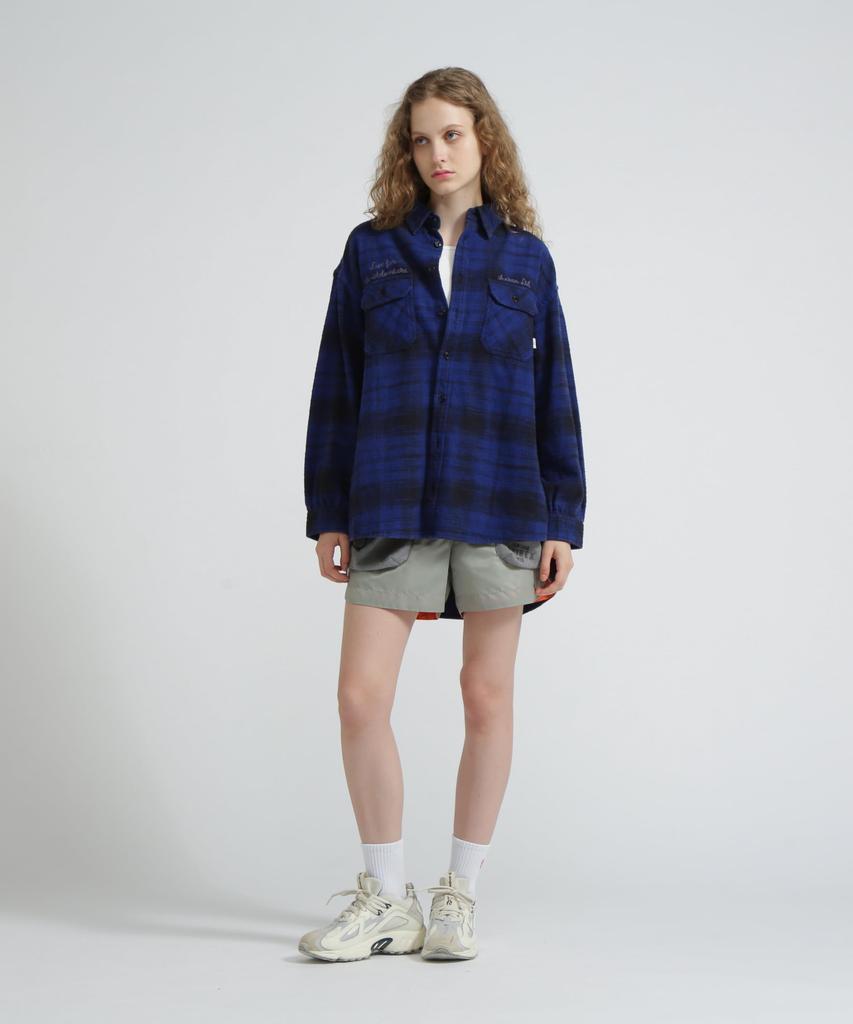 AVIREX EMBROIDERY CHECK SHIRT navy