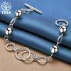 925 Sterling Silver Multi-Circle Ball Smooth Bead Chain Bracelet Jewelry