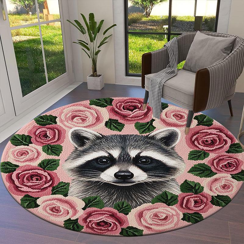 Feltanimals Round Area Rug,Carpet Rug for Living Room Bedroom Sofa Playroom Decor,Non-slip Floor Mat