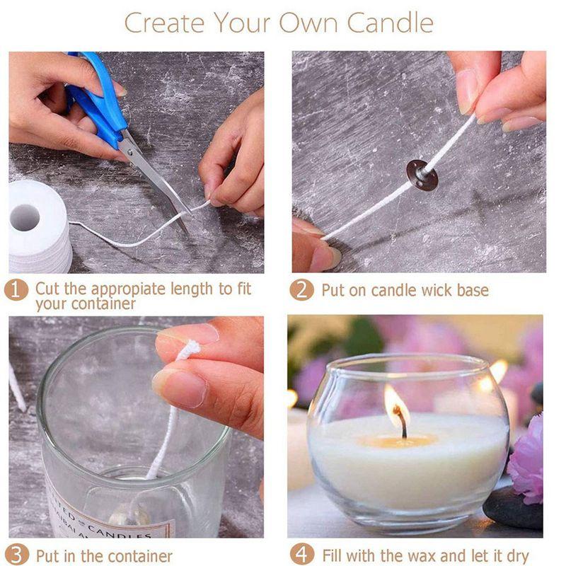 Feb.3 Roll 200Feet/61Meter White Candle Wick Cotton Candle Woven Wick For DIY Candle Making Material Smokeless Wax Core