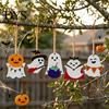 Halloween Wall Ornaments Ghost Wooden Hanging Sign with Hemp Rope, Cute Holiday Art Pendants for Home Party Decorations Theme Props