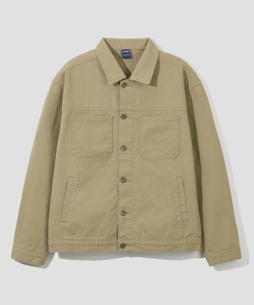 Agod Washed Twill Work Jacket [Beige]
