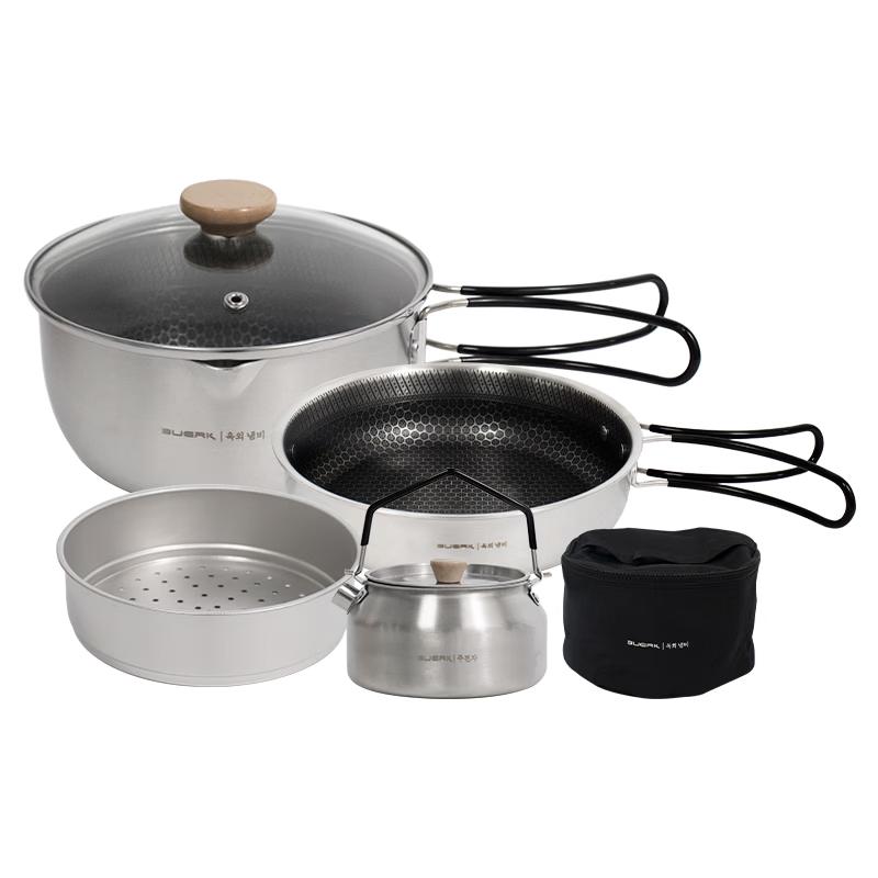 BUERK 4-Piece Stainless Steel Outdoor Camping Cookware Set