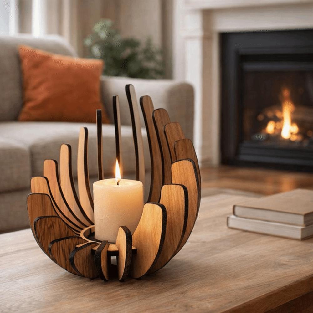 Manual Assembly Wooden Candle Holder Handmade Candles Lamp Stand Tea Light Holder  Party Decoration