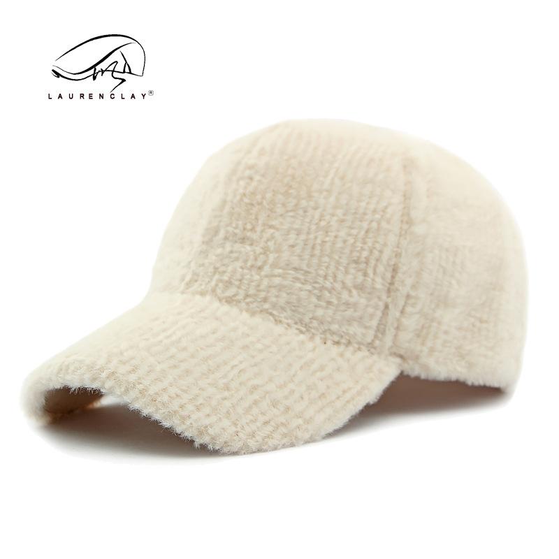 Einfache Lichtplatte Hut Damen Herbst und Winter Neu Plüsch Süß Warm Mütze Lässig Hartschalen Baseballkappe
