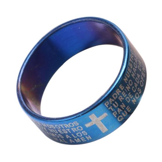 Pár Titanium Steel Cross Bible Text Finger Prsten Party šperky doplněk dárek