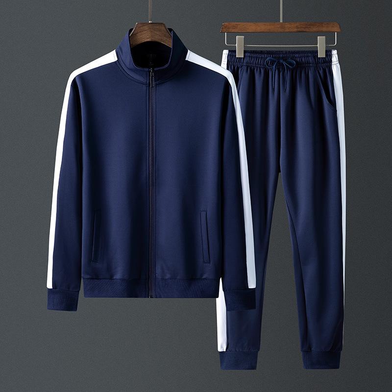 Spring & Autumn Men's Casual Sports Cardigan Jacket & Pants Set - Middle-Aged Workwear or School Uniform