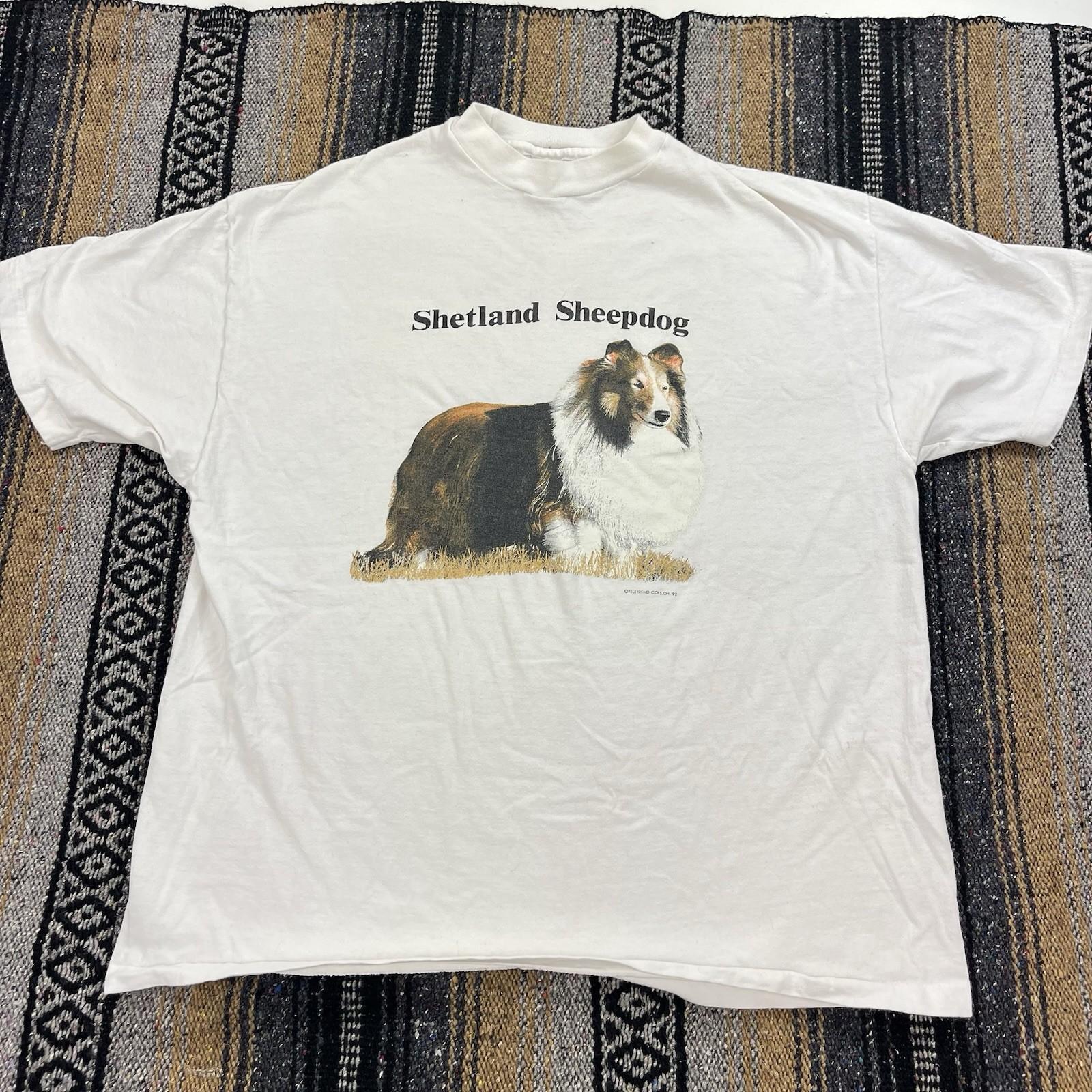 Vintage Shetland Sheepdog Single Stitch T Shirt Size XL 90s Teletrend XXL