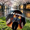 Custom Name Personalized Makima Chainsaw Man Print Umbrella, Auto Open Close, 8‑Rib Sturdy Frame, Commute Camping Hiking Use, Birthday Gift