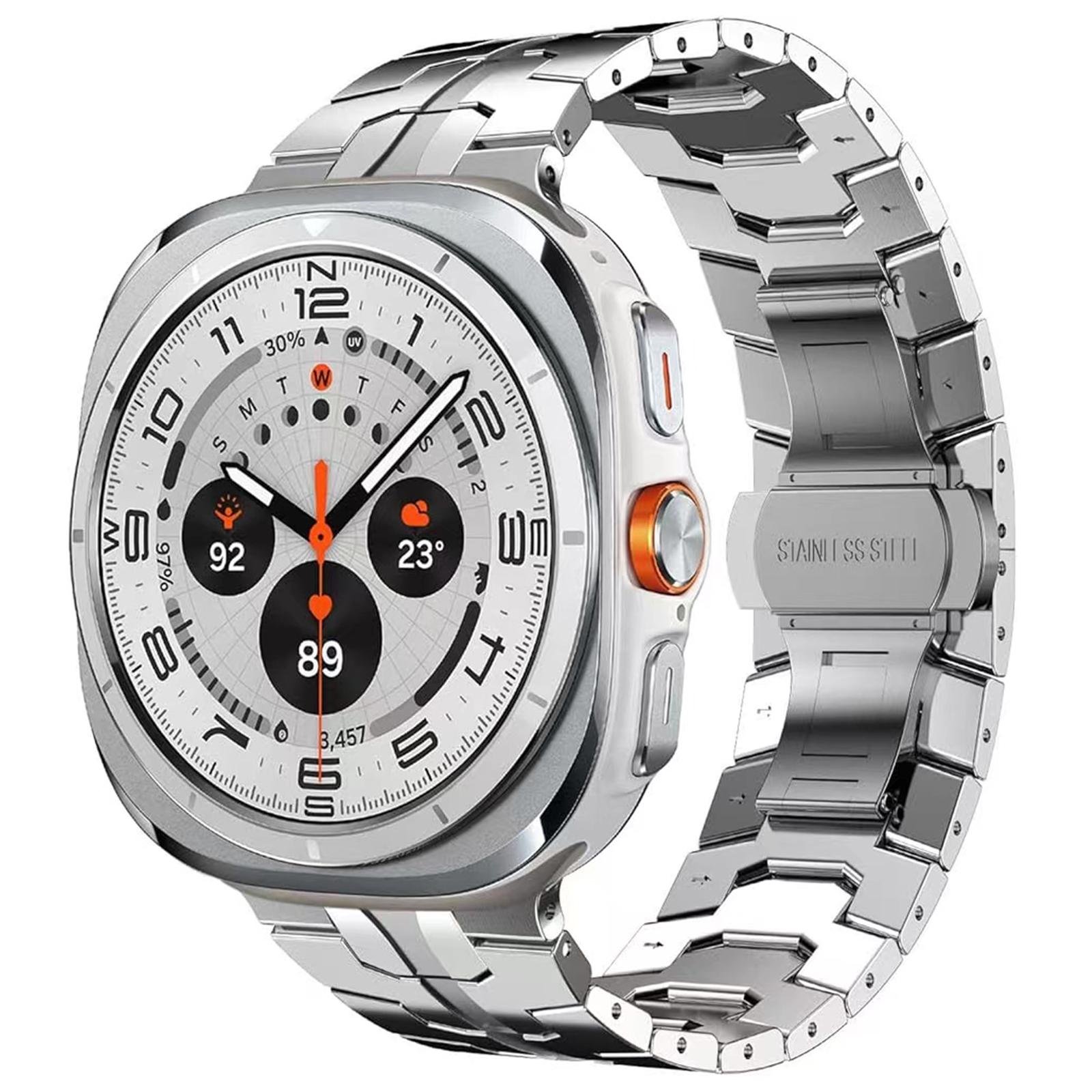 

Для Samsung Galaxy Watch Ultra 47mm Ремінець для годинника з титанового сплаву з застібкою-метеликом Silver