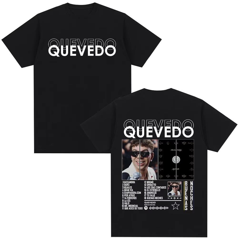 Rapper QUEVEDO Buenas Noches T-shirt Men Women Clothing Cotton Casual Oversized T-shirts Fashion Hip Hop Short Sleeve T Shirt