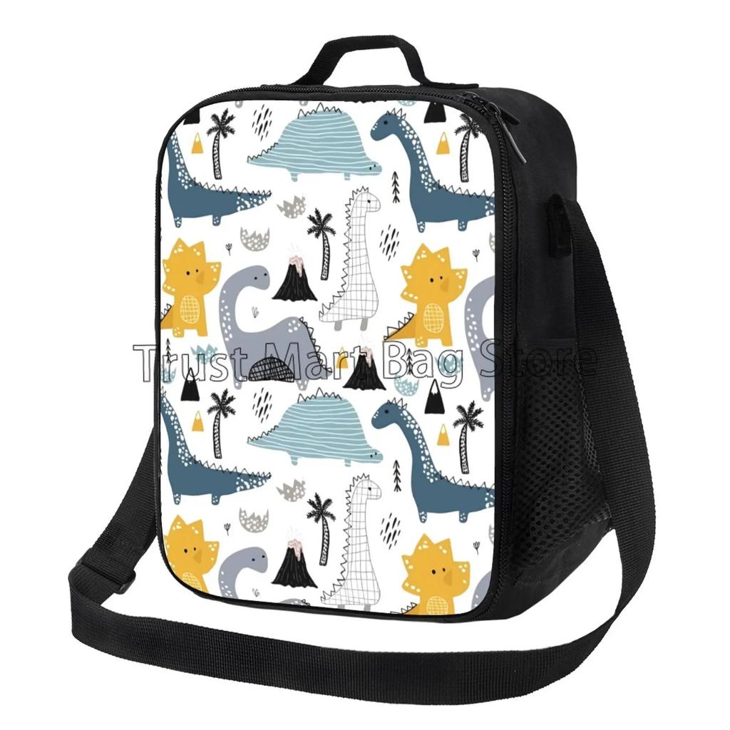 Isolierte Cartoon-Dinosaurier-Lunchtasche für Kinder, Jungen, Mädchen, tragbare thermische Bento-Lebensmitteltasche, Oxford-Kühltasche für Schule, Arbeit