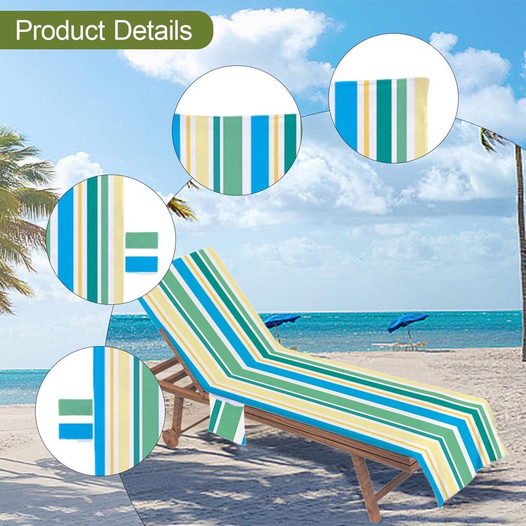 Convenient Lounge Chair Cover, Microfiber Towel for Poolside And Garden Use