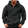 Men's Color Half-Zip Raglan Sleeve Hoodie with Pockets for Winter