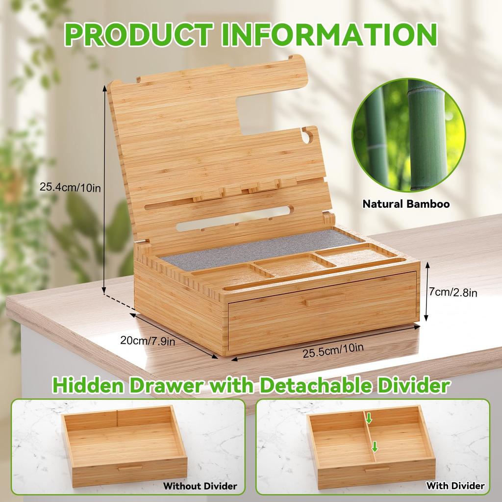 Stație de Andocare din Bambus Pezin & Hulin, un cadou perfect de ziua de naștere pentru bărbați, Ziua Tatălui sau aniversări. Organizează-ți biroul cu acest convenabil