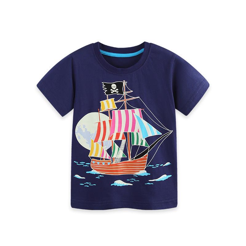 Dziecięca Bawełniana Koszulka z Luminous Printem w Stylu Europejskim - Krótki Rękaw, Okrągły Dekolt dla Małych i Średnich Rozmiarów