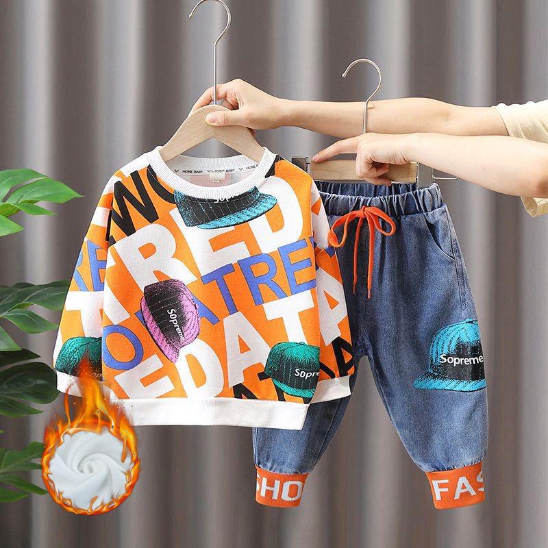 

Модный осенний комплект из двух предметов для мальчиков - трендовая детская повседневная одежда Size 100 - Height 95 cm