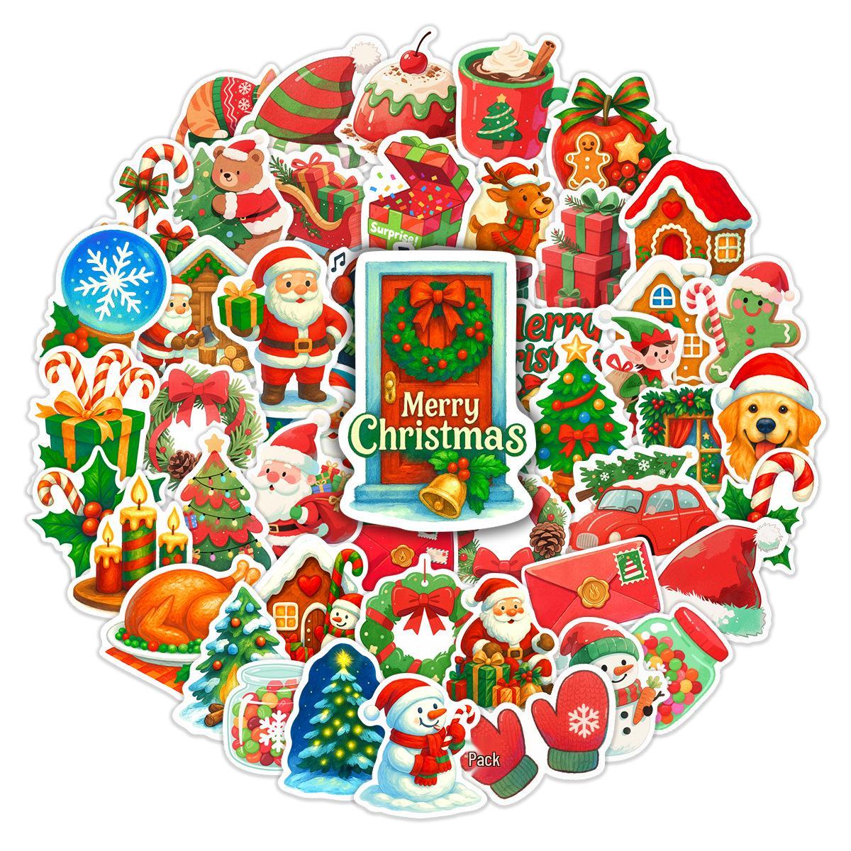 50 Cartoon Christmas Children s Stickers for Stationery and Laptop Decoration