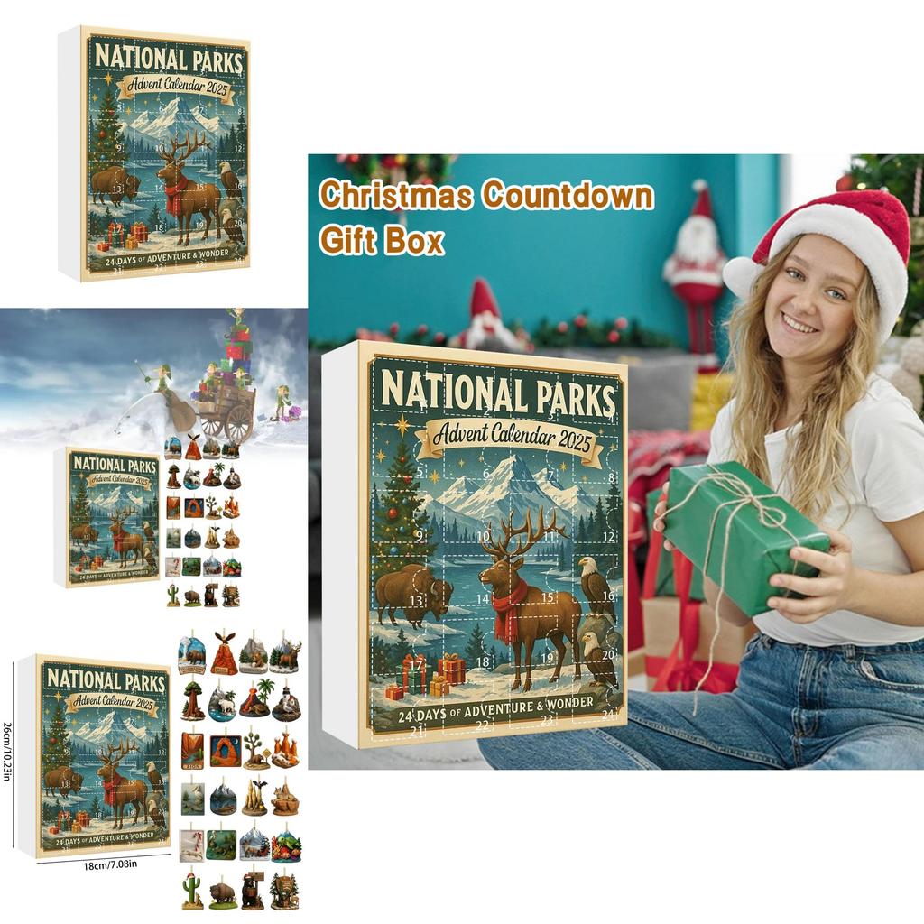 Nationalparks Weihnachts-Adventskalender Mit Tier- und Pflanzenfiguren Für Festliche Dekorationen