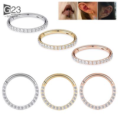 10 piezas ASTM F136 G23 Titanio Pendientes de aro Para Mujer Anillo de nariz Botón Perforar Pendientes Cuerpo Lujo Zirconio Cartílago Zirconio