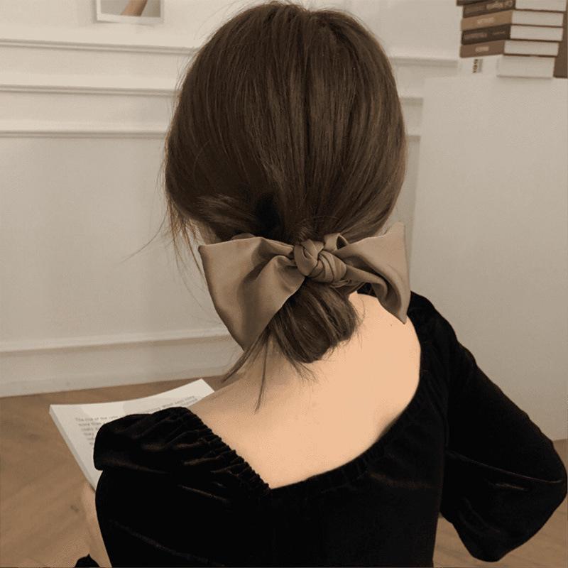 "Korean Satin Bow Headband - Elegant French-Inspired Hair Accessory"