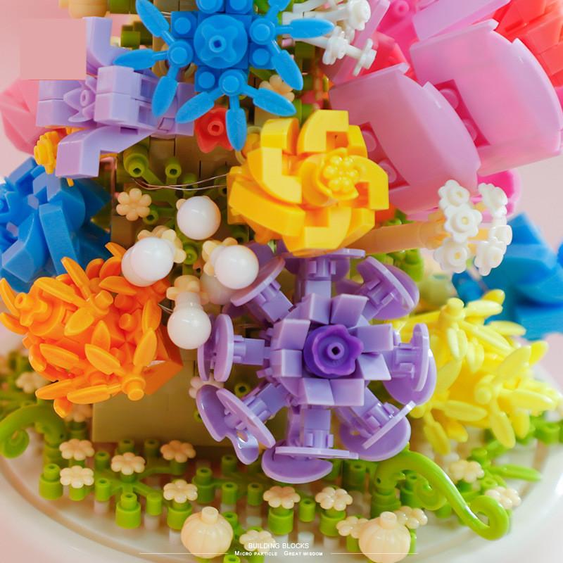 Creative Sea Of Flower Valentine's Day Rose Violet Building Block Home Decor Anime Creative Gift Toy 1095pcs