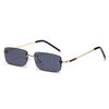  Fashion Rectangle Women Sunglasses Vintage Rimless Clear Ocean Gradient Lens Men UV400 Trending Sun Glasses