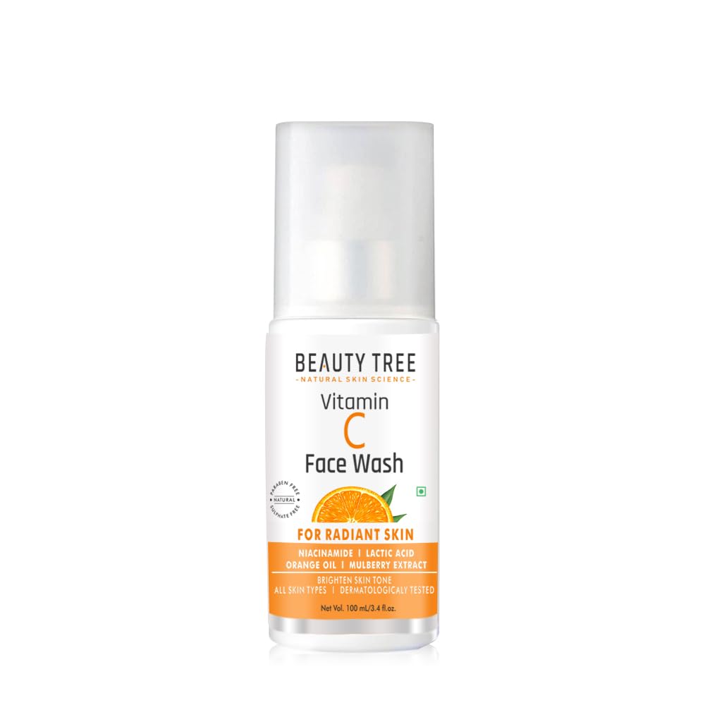 BEAUTY TREE Vitamin C Face wash for Deep Cleansing & Skin Brightening with Vitamin C & Orange oil 100 ml