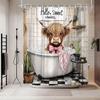Farmhouse Cows Shower Curtain Rustic Highland Cow In Bathtub Western Cattle Bull Cactus Succulent Plant Country Shower Curtains
