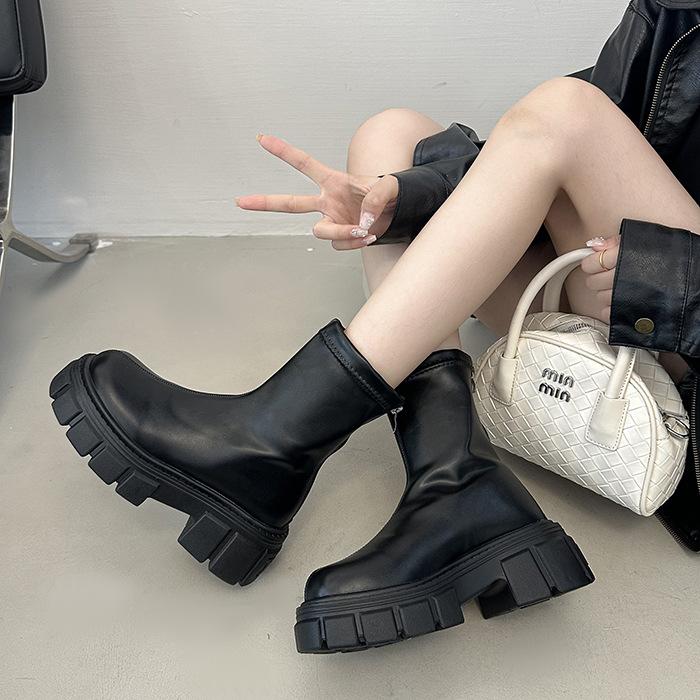 Martin Boots Women's 2025 New Autumn and Winter Velvet Thick-soled Short Thin Boots British Style Advanced Sense Explosive Boots Tide