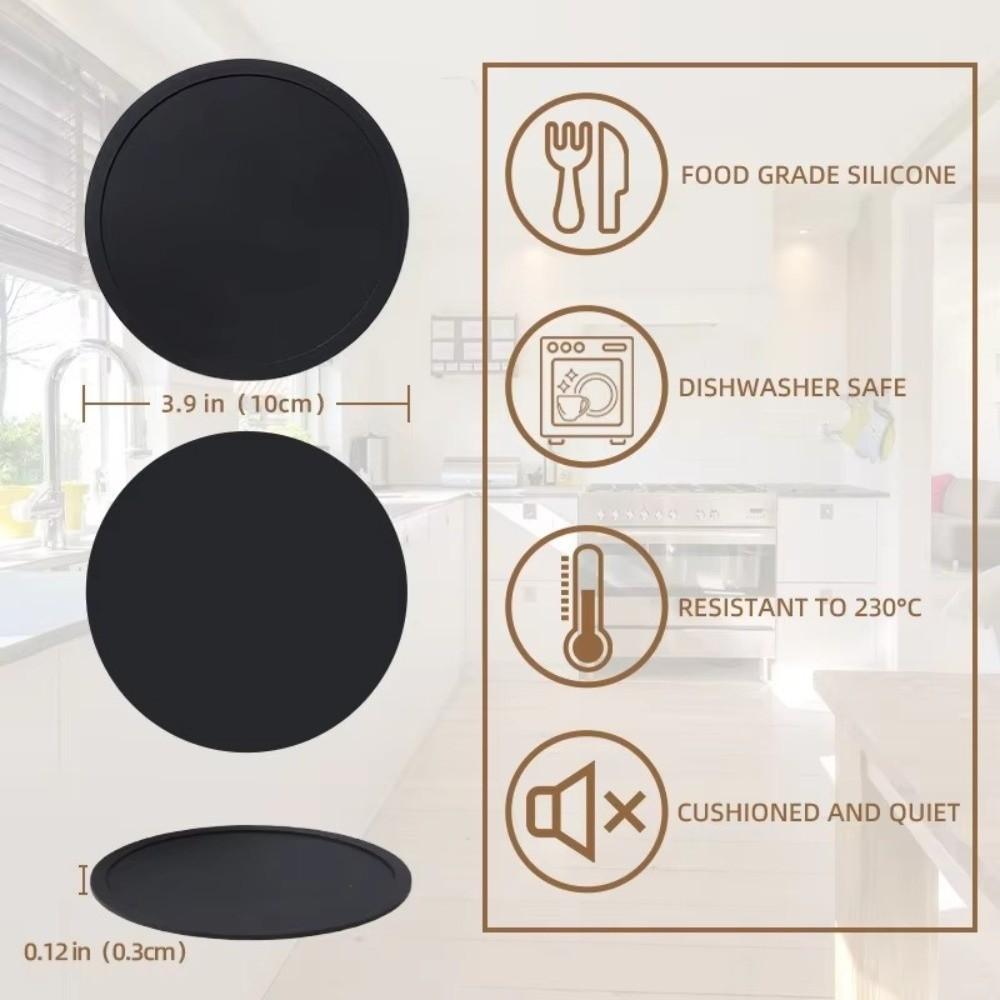 6Pcs High Quality 10cm Diameter Silicone Coasters with Holder Heat Resistant Cup Coasters Non-Slip Waterproof Table Mat