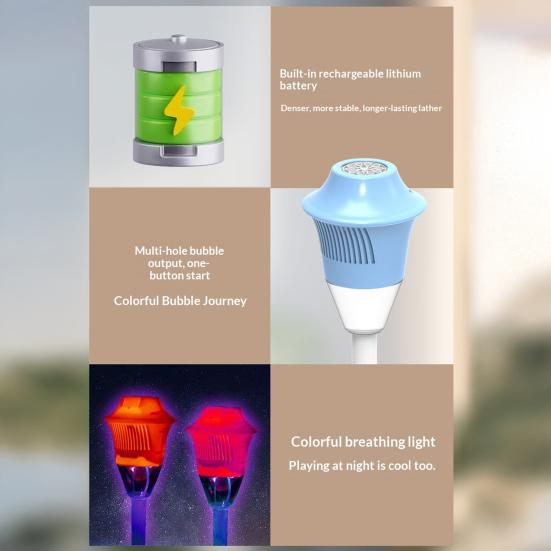 Bubble Machine with Lights Multi-Button Adjustment Automatic Vertical Bubble Maker with Adjustable Height Up To 47 Inches Rechargeable Bubble Blower