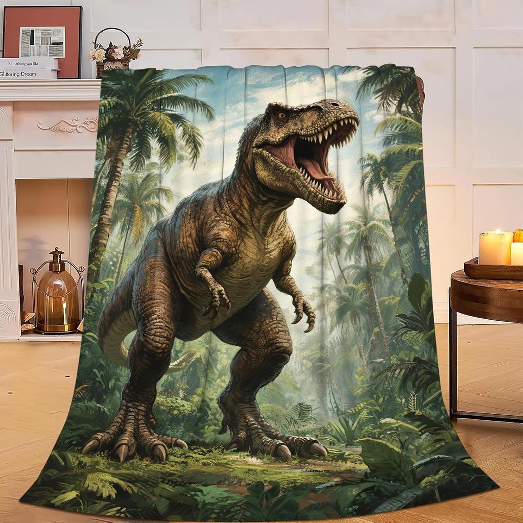Tyrannosaurus Rex Dinosaur Throw Blanket Artistic Wildlife Portrait Unique Gift Home Bedroom Decorative Accessory