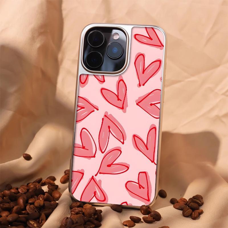Full screen pink love applies to Apple IPhone17pro mobile phone case 15/16 matte PC13 girl 14 electroplating