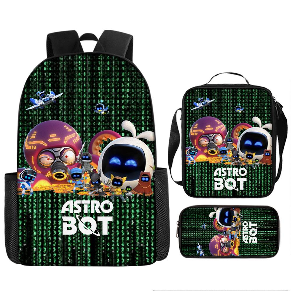 Cosmic Robot Peripheral Backpack, Youth and Primary School Students Schoolbag, Pencil Bag 3-piece Set