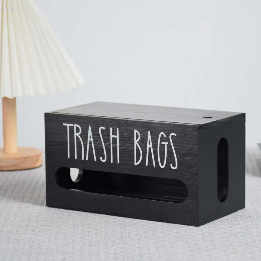 1pc Trash Bag Dispenser wall-mounted Wooden Box with Openable lidHome Kitchen toiletschool dormitory Trash Bag Organizer Holder чёрный 1470₽