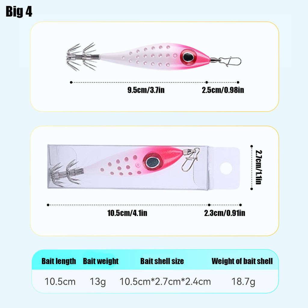 Waterproof LED Double-Layer Luminous Squid Bait Thicken Stainless Steel Squid Jig Hook for Boat/Reef/Night Fishing Accessories