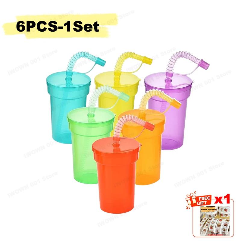 

Пластиковый стакан с соломинкой 6 цветов Стакан с соломинкой-сифоном с герметичной крышкой Летний дорожный и домашний стакан для сока Пластиковая бутылка для воды лагерь