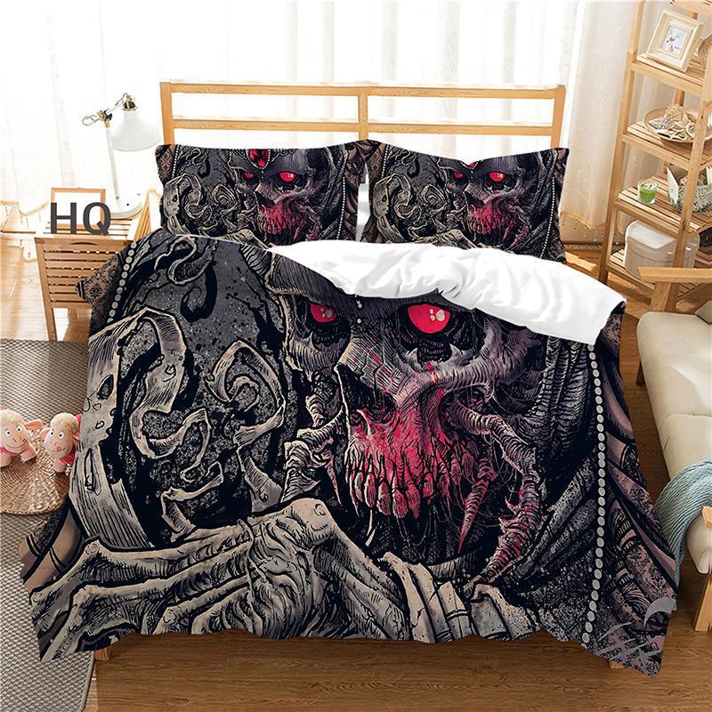 Three-Piece Digital Printing Kit Bedding, Skull Printing Home Textile Four-Piece Quilt
