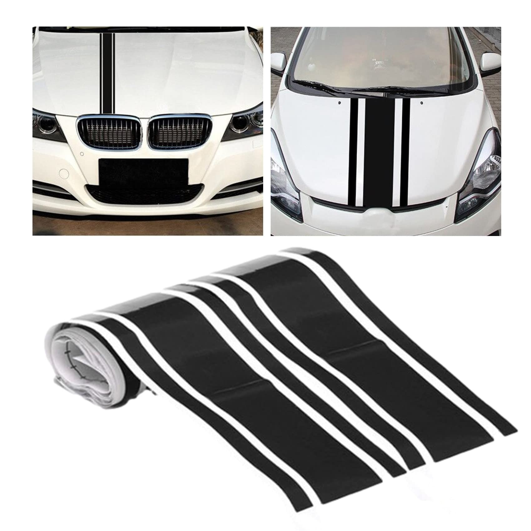 

NOELAMOR Bonnet Sticker Stripe Body Car Seal Decal 8x180cm (Black)