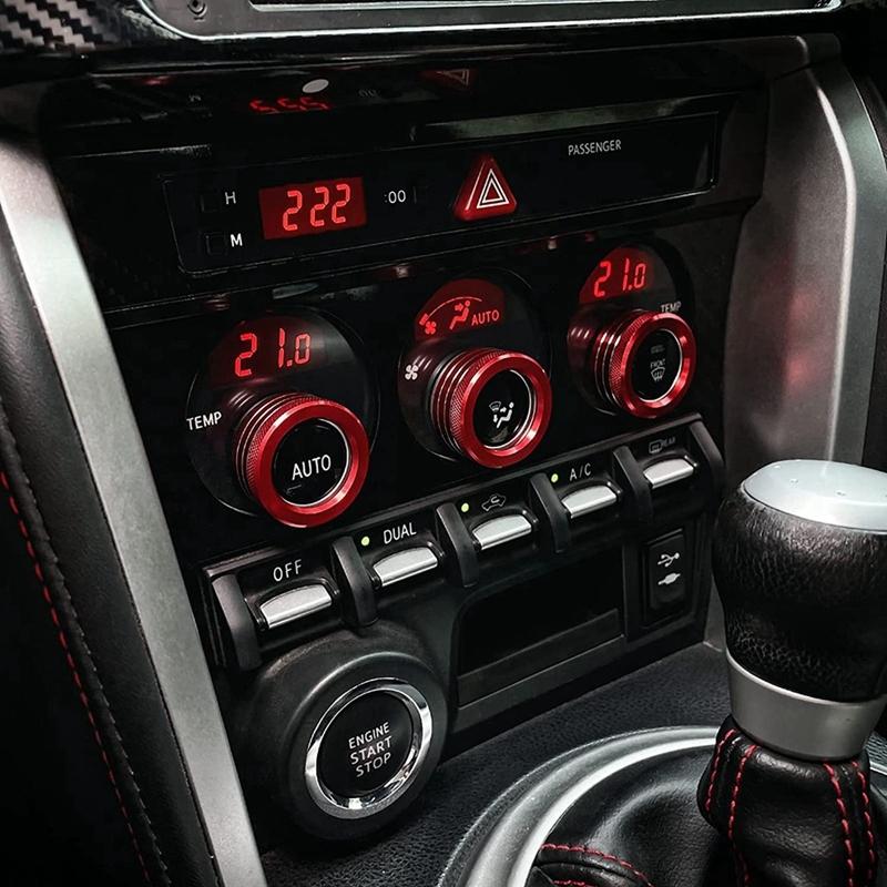 3 Stück Auto Mittelkonsole Luft AC Knopf Lautstärkeregler Ringe Zierblende Tasten für Subaru BRZ Toyota 86 GT86 2013- Teile Rot