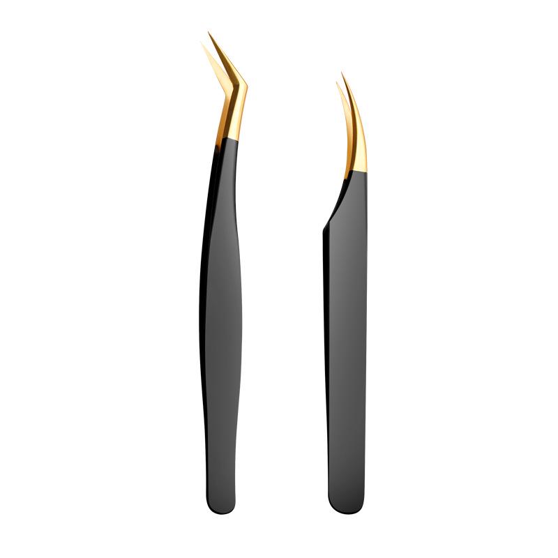 Stainless Steel Black Gold Feather Dolphin Tweezers for Beauty and Manicure