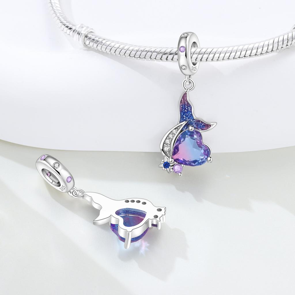 Charms Copper Original Purple Dreamy Heart Fish Tail Pendant Romantic Star Beads Fit Bracelet Women Jewelry Diy Gif