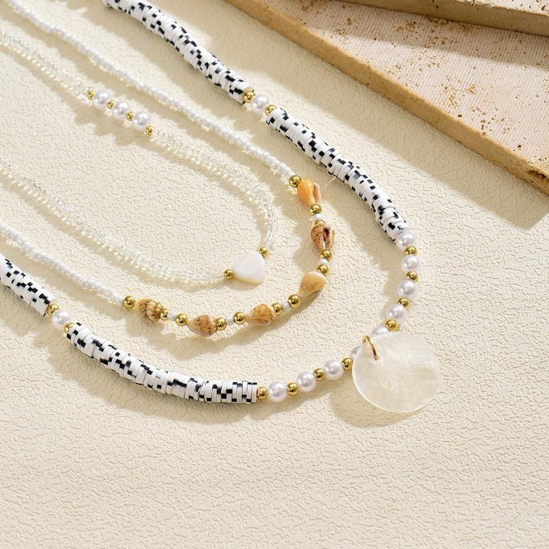 Shell Beaded Necklace Sweater Accessories Women's Multi-layer Stacked Wear Personalized Love Pearl Clavicle Chain