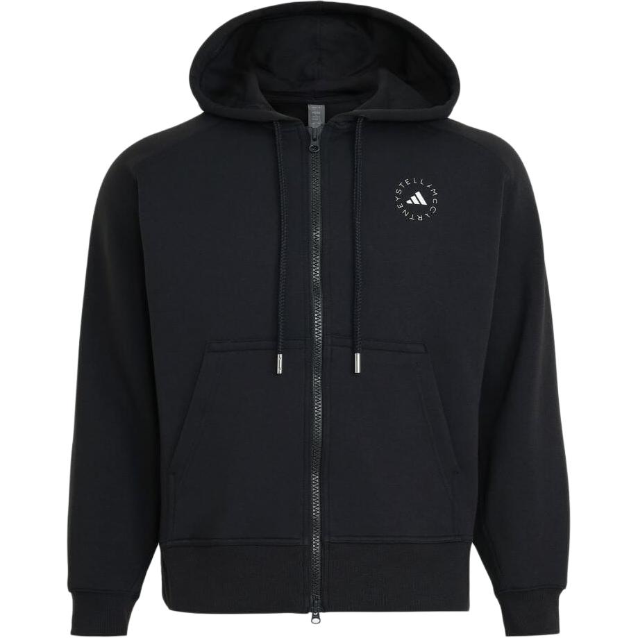 

Adidas By Stella McCartney Women Loose Fit Full-Zip Hoodie Sustainable Organic Cotton Casual Training Jacket Black White JF6337 XS