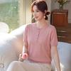 Mother's Day 2026 Ice Silk Short-Sleeve Blouse - New Style, Lightweight Knit for Middle-Aged & Elderly Women