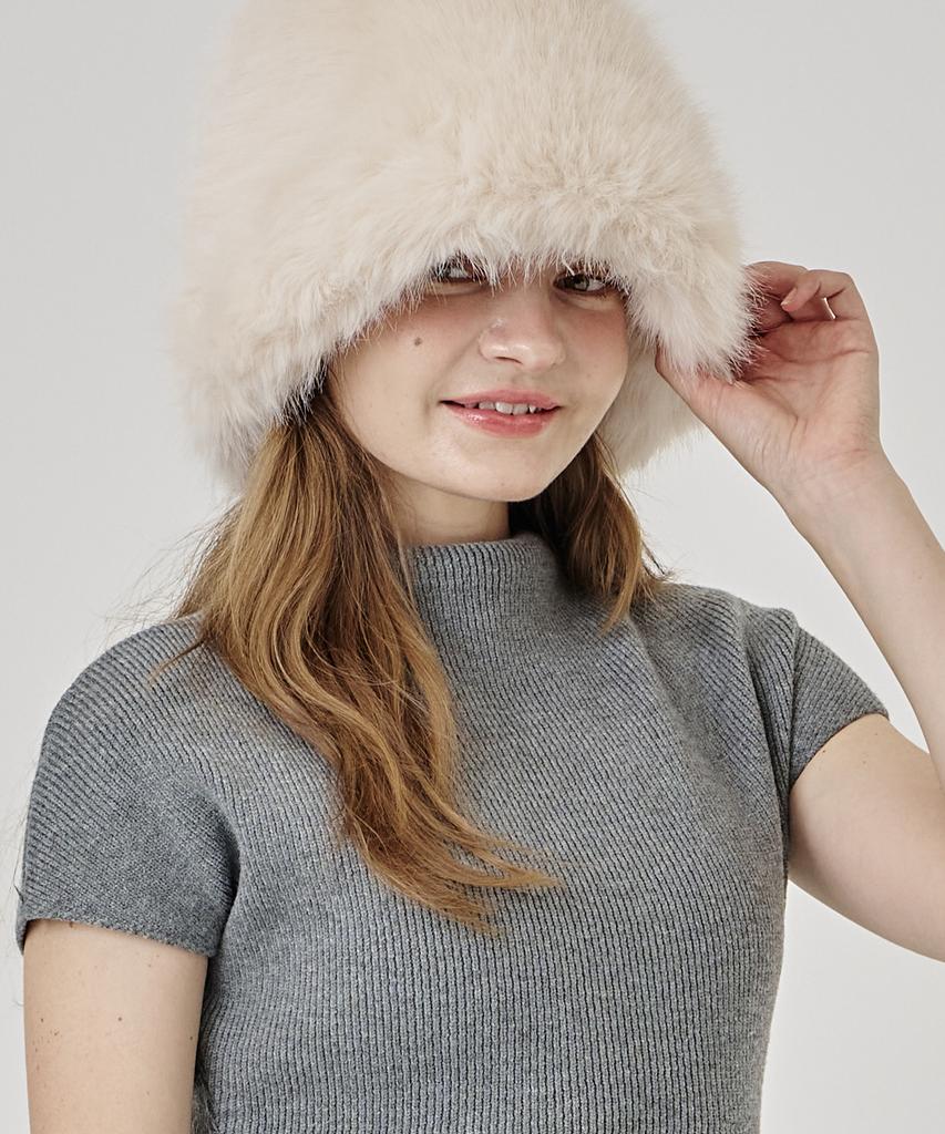 THE-ABON Sia Warm Bucket Hat Light Beige