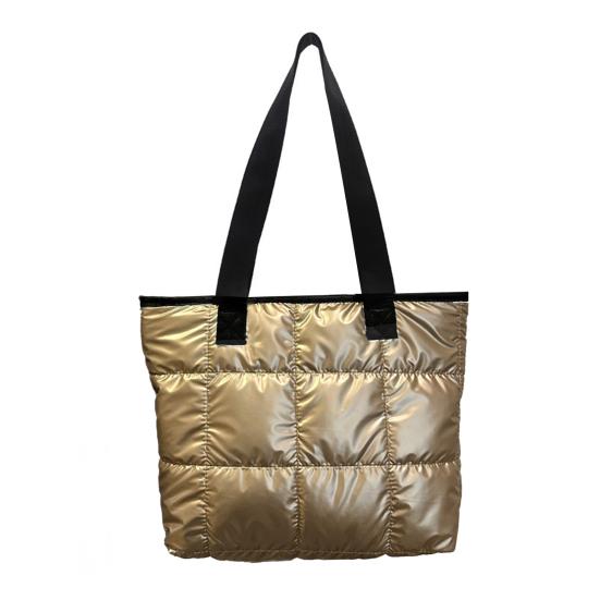 

Сумка-тоут пуховик Сумка Глянцевая Дутая Сумка Женская Стеганая На плечо Легкая Застежка-молния Кошелек золотистый