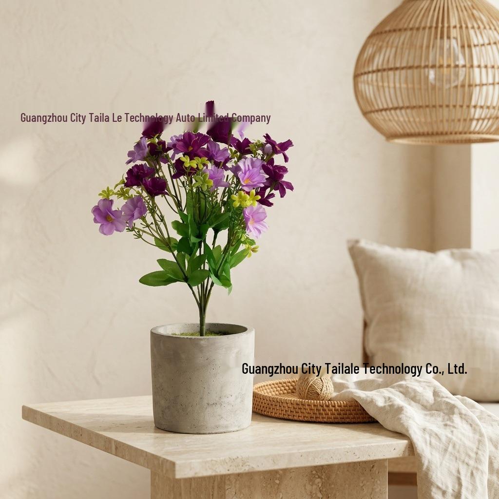 Realistic 7-Fork Daisy Campanula Artificial Silk Flower for Indoor/Outdoor Decoration